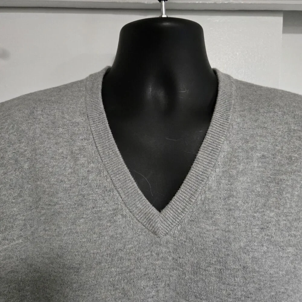 L.L. Bean XXL-Reg Cotton Cashmere Knit Pullover Sweater Men’s Gray V Neck 274603